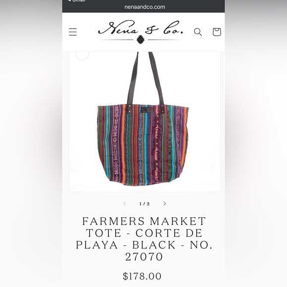Nena & Co. FARMERS MARKET TOTE - CORTE DE PLAYA - BLACK - NO. 27070 - Picture 6 of 8